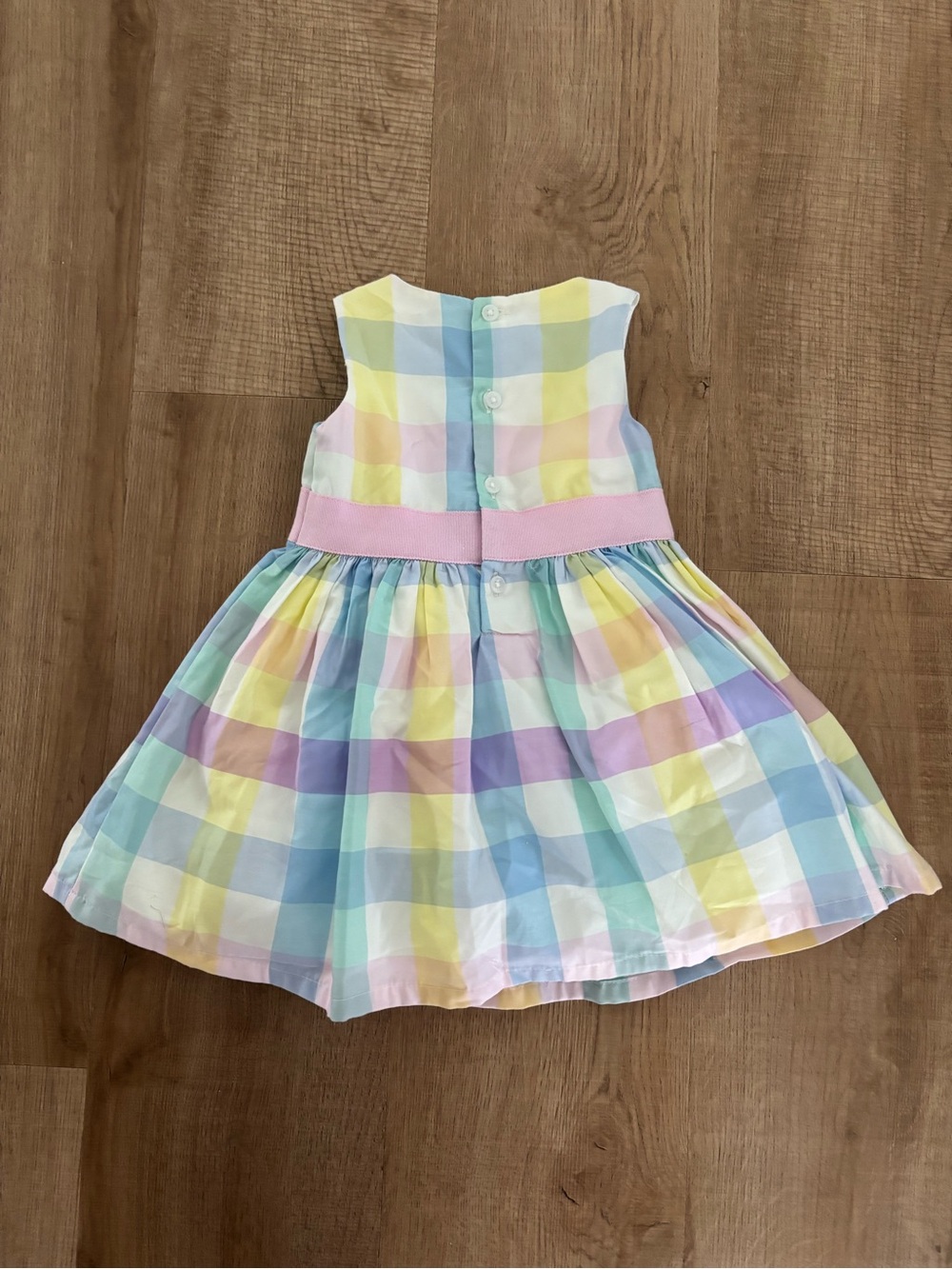 Lavender Butterfly Tulle Overlay & Pastel Plaid Dress and Pink Sash Dresses - Picture 4 of 7